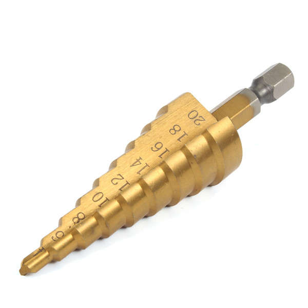 Doersupp 3Pcs 3-12m/4-12mm/4-20mm Step Drill Bits Titanium Coated Step Drill Bits Set