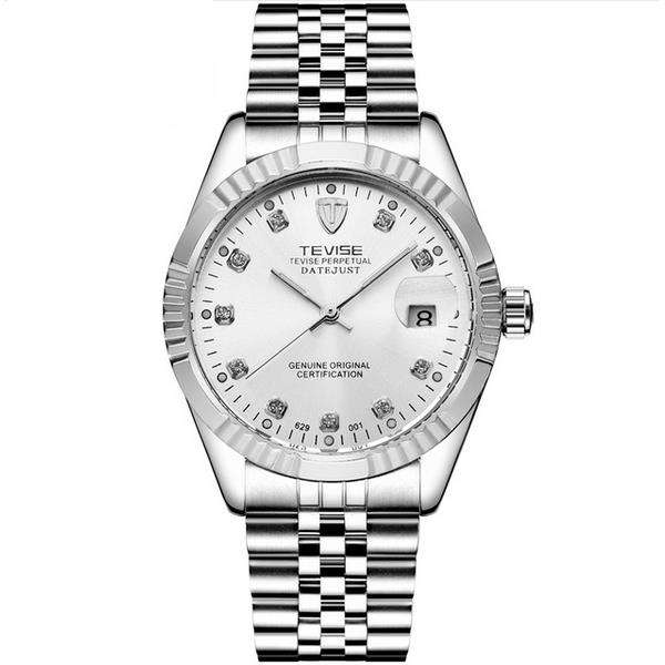 TEVISE 629 Crystal Calendar Hand Wind Mechanical Watch