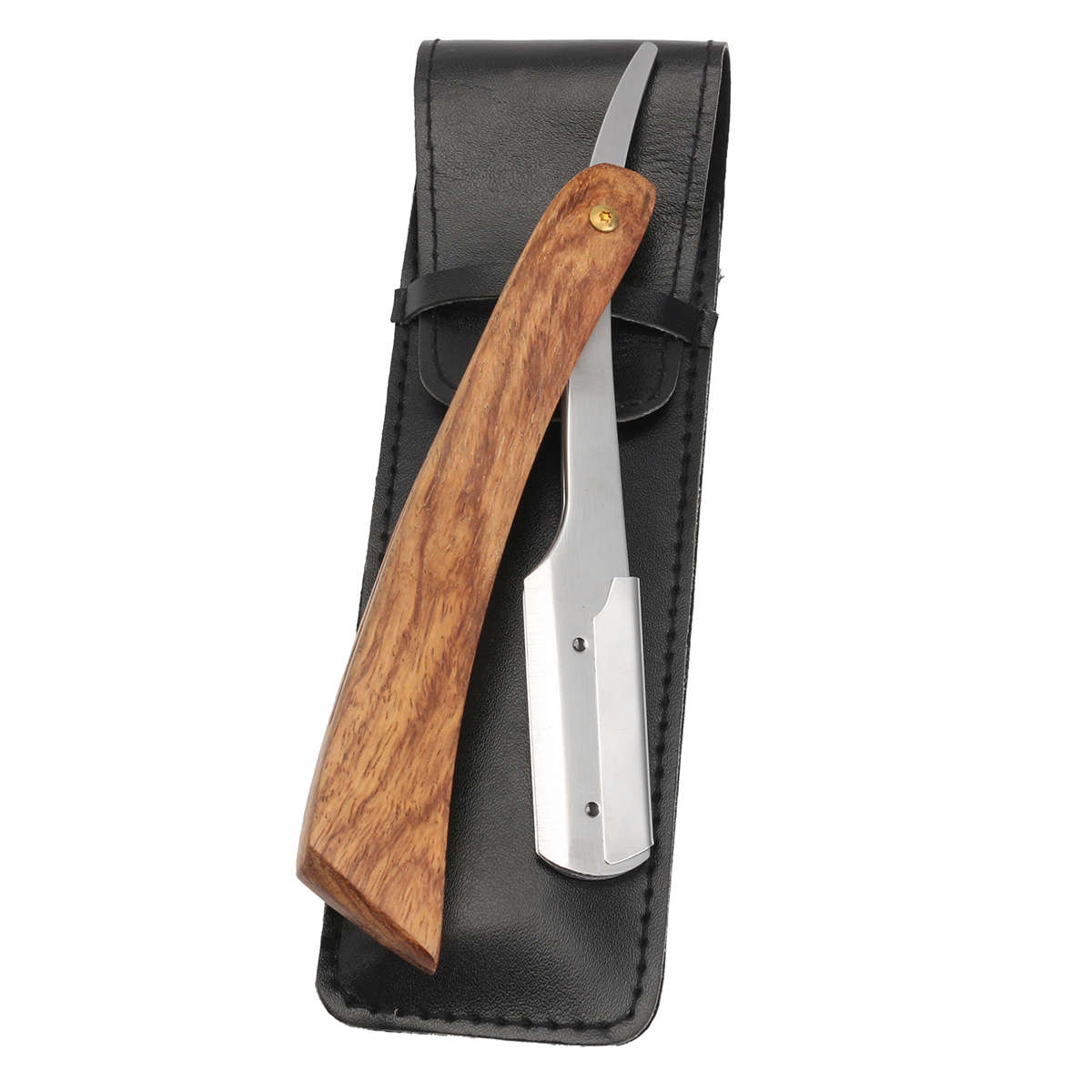 Rosewood Handle Straight Edge Barber Razor Folding Shaving Knife with 10 Blades