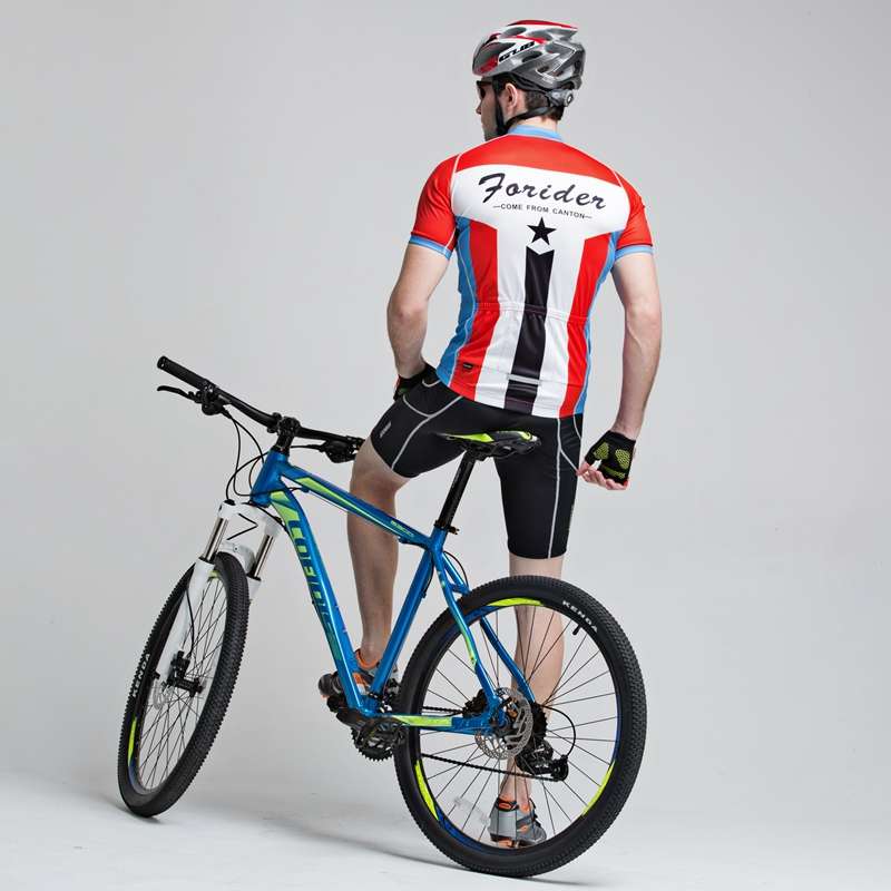 Forider Men Summer Sports Cycling Shorts Bicycle Jersey Quick Dry Cycling Short Sleeve Set Polyester