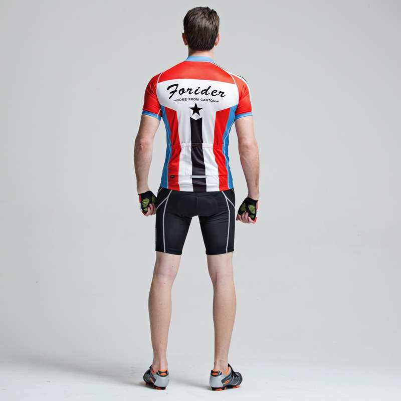 Forider Men Summer Sports Cycling Shorts Bicycle Jersey Quick Dry Cycling Short Sleeve Set Polyester