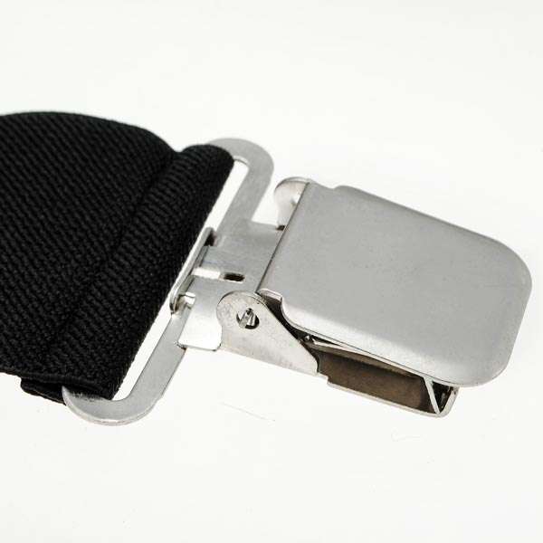 Mens Terylene 4 Clips High Stretch Elastic Black White Suspenders