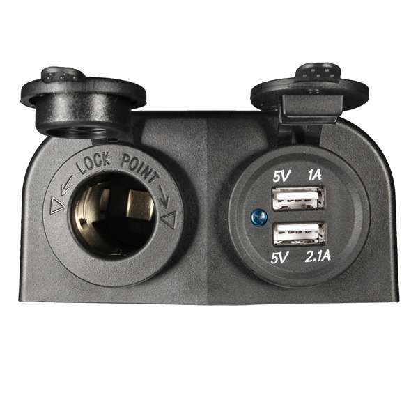 12/24V Cigarette Power Socket + USB Charger Power Adapter with 2 Screw