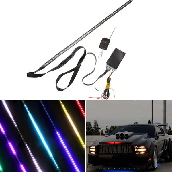 48 RGB LED Light Strip Scanner knight rider Strobe Car Under Hood