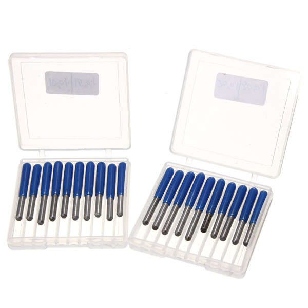 20pcs 0.1mm 10/15/20/30 Degree 3.175mm Carbide PCB Engraving Bits CNC Router Tool