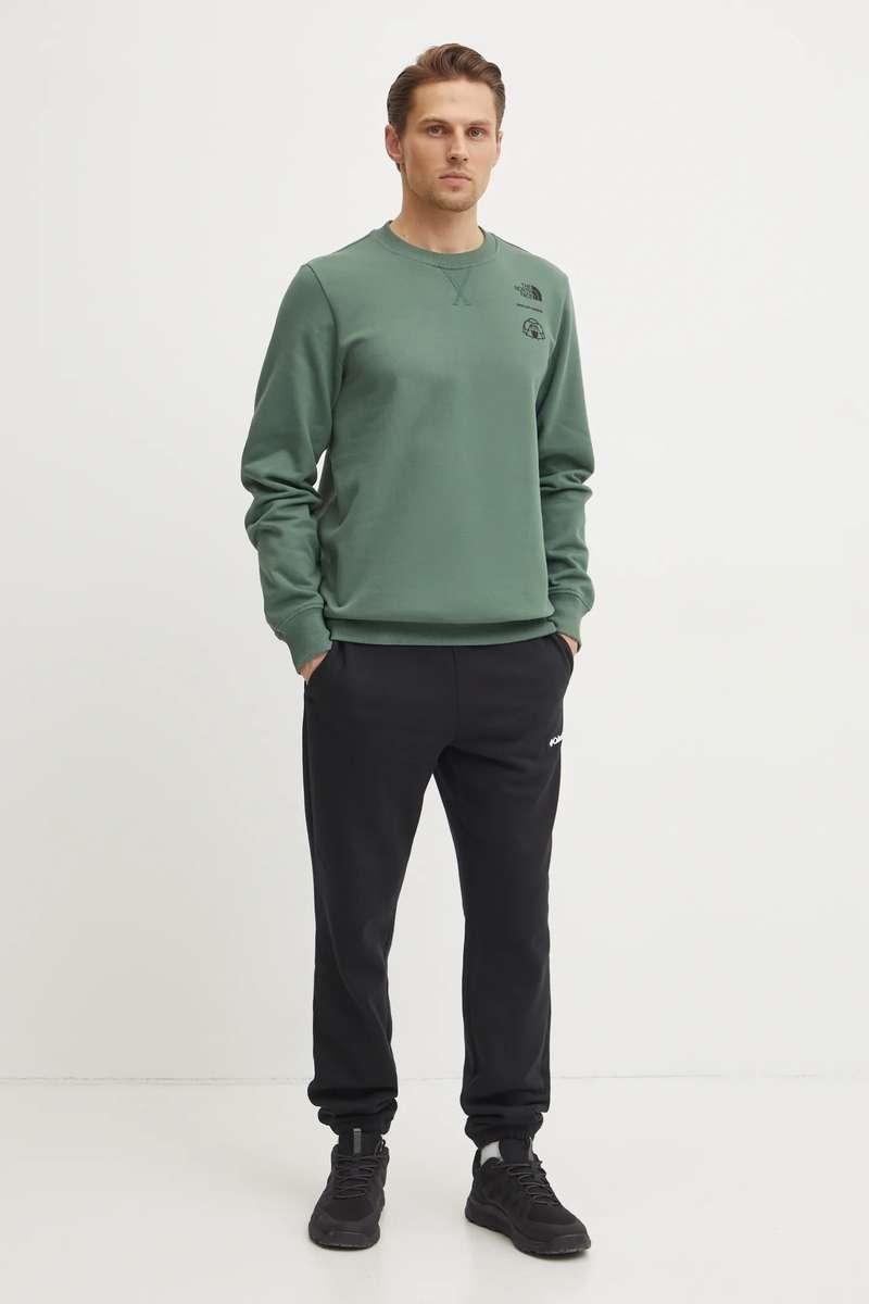 The North Face Outdoor Graphic Cotton Crew Neck Regular Fit Green Sweater