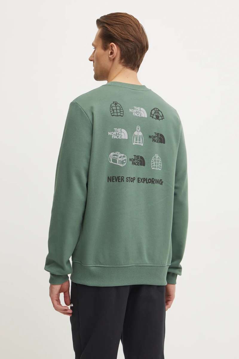 The North Face Outdoor Graphic Cotton Crew Neck Regular Fit Green Sweater