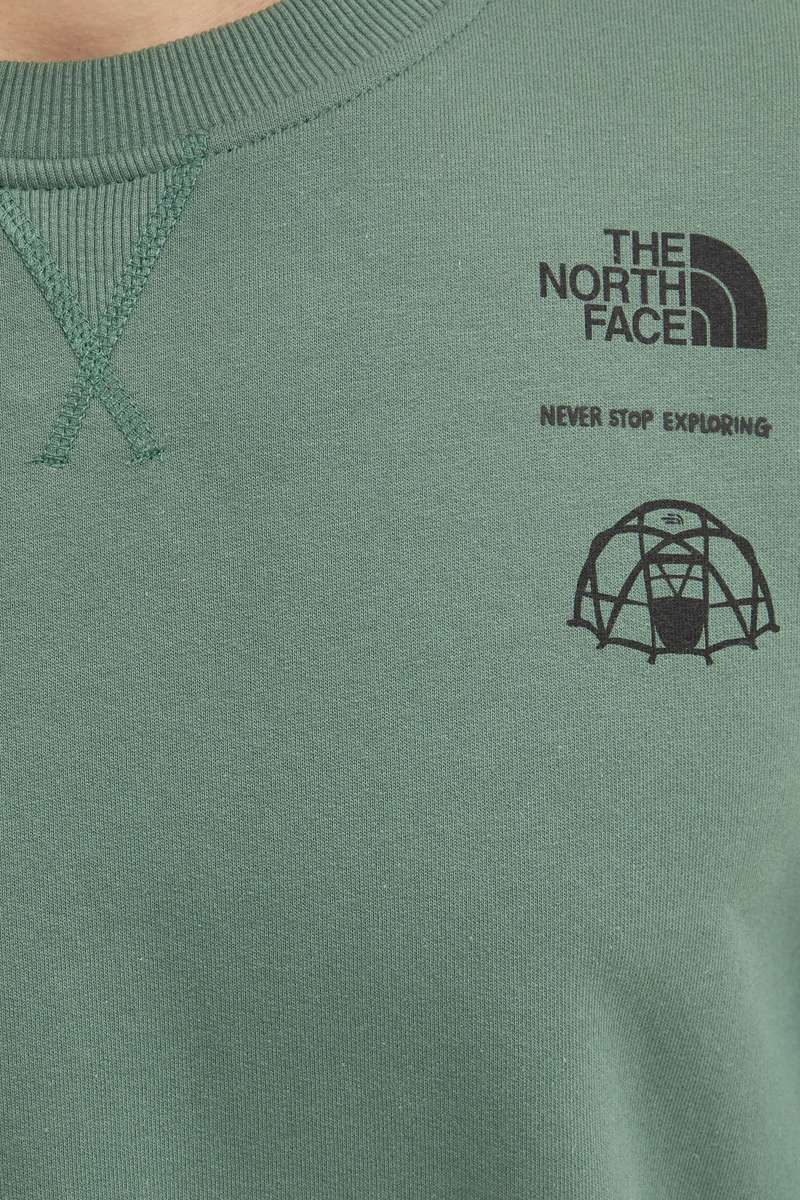 The North Face Outdoor Graphic Cotton Crew Neck Regular Fit Green Sweater