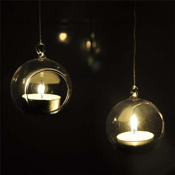 Hanging Glass Candle Holder Crystal Candle Stick Candelabrum Micro Landscape Bottle