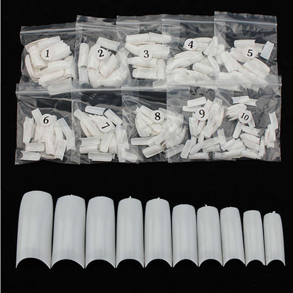500pcs White Acrylic French False 3D Nail Art Half Tips