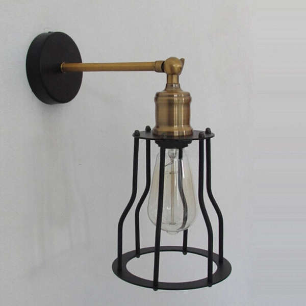 Antique Wrought Iron Wall Light Edison Type Loft Wall Lamp