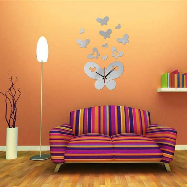 DIY 3D Big Butterfly Wall Clock Mirror Acrylic Home Decor Art