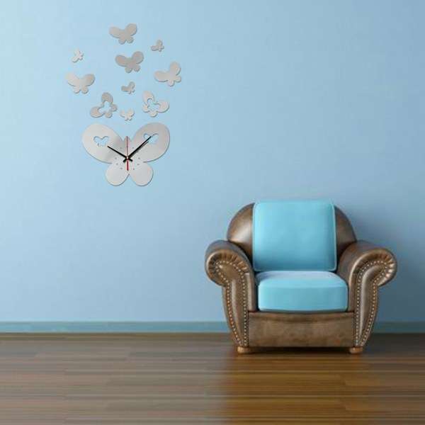 DIY 3D Big Butterfly Wall Clock Mirror Acrylic Home Decor Art