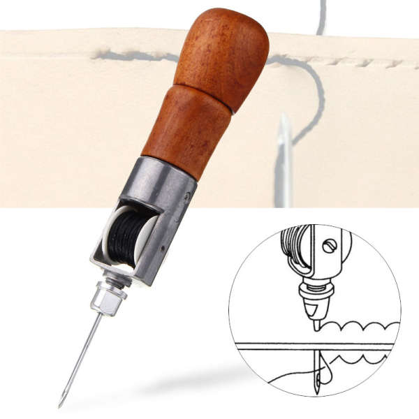 Leather Craft Automatic Lock Stitching Sewing Awl Set With 2 Needle