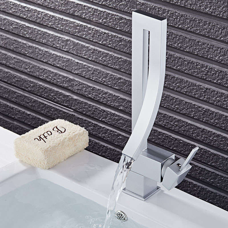 KCASA Creative Orange White Color Single Handle Waterfall Brass Basin Faucet Tap Hot and Cold Bathro