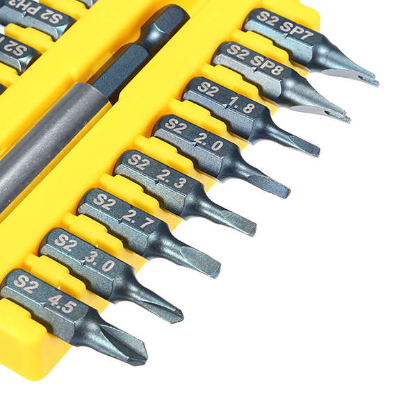 BROPPE 17Pcs 1/4 Hex Shank U/Y/Triangle/Phillips/POZI Screwdriver Bits Set with Magnetic Holder