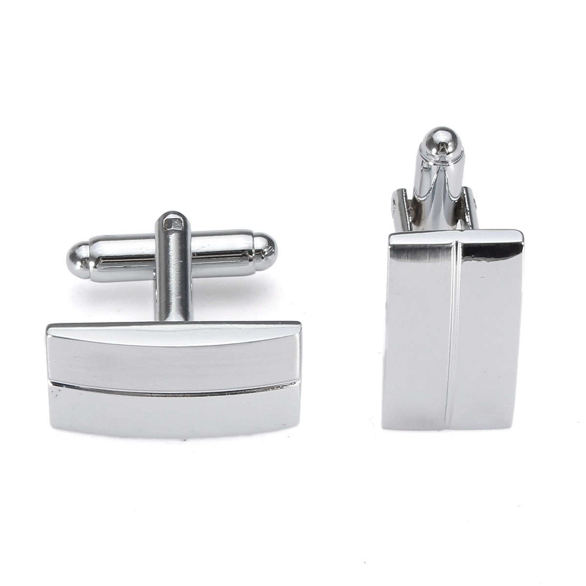 Men Male Silver Rectangle Cufflinks Wedding Gift Suit  Shirt Accessories