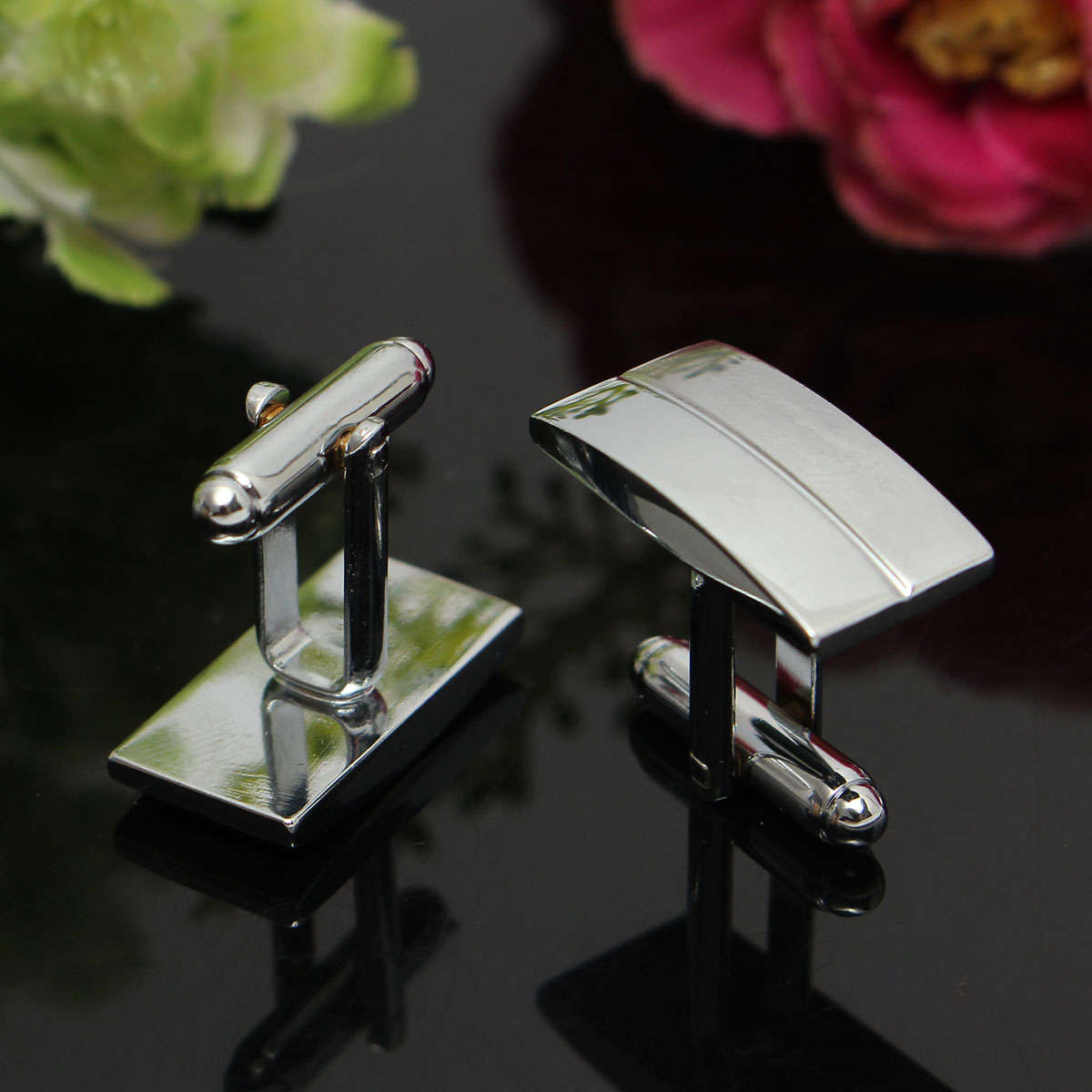 Men Male Silver Rectangle Cufflinks Wedding Gift Suit  Shirt Accessories