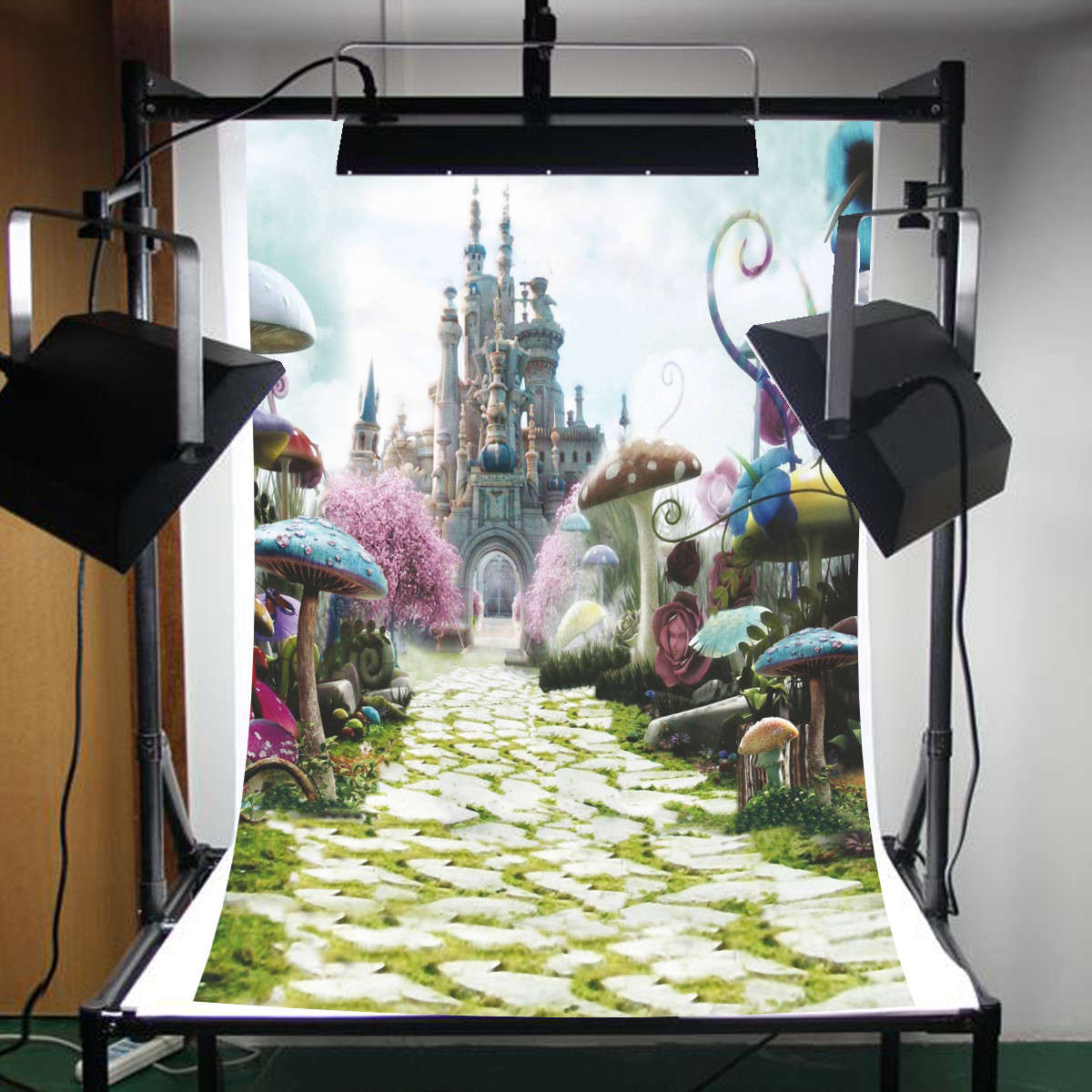 90x150CM 3x5FT Fairy Tale Mushroom Castle Vinyl Studio Photography Backdrop Props Background