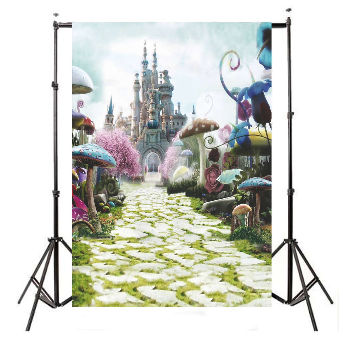90x150CM 3x5FT Fairy Tale Mushroom Castle Vinyl Studio Photography Backdrop Props Background