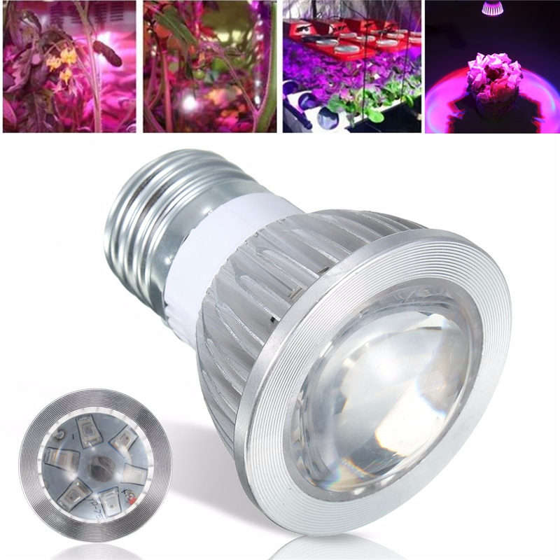 E27 3W Full Spectrum LED Grow Light Lamp Indoor Flower Veg Bloom Plants Oganic