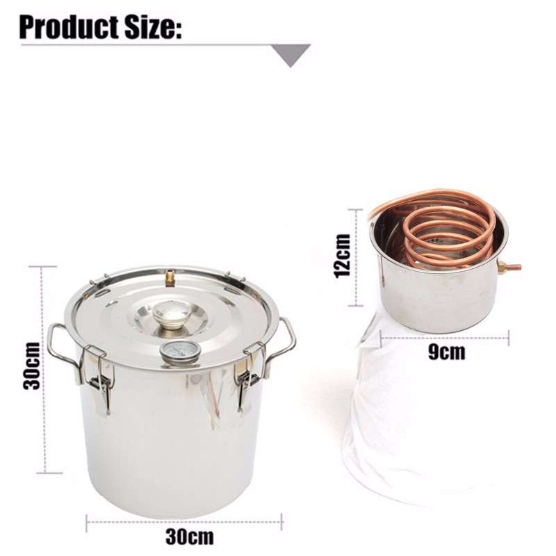 18L Copper Moonshine Ethanol Alcohol Water Distiller Still Stainless Boiler Still Stainless Boiler