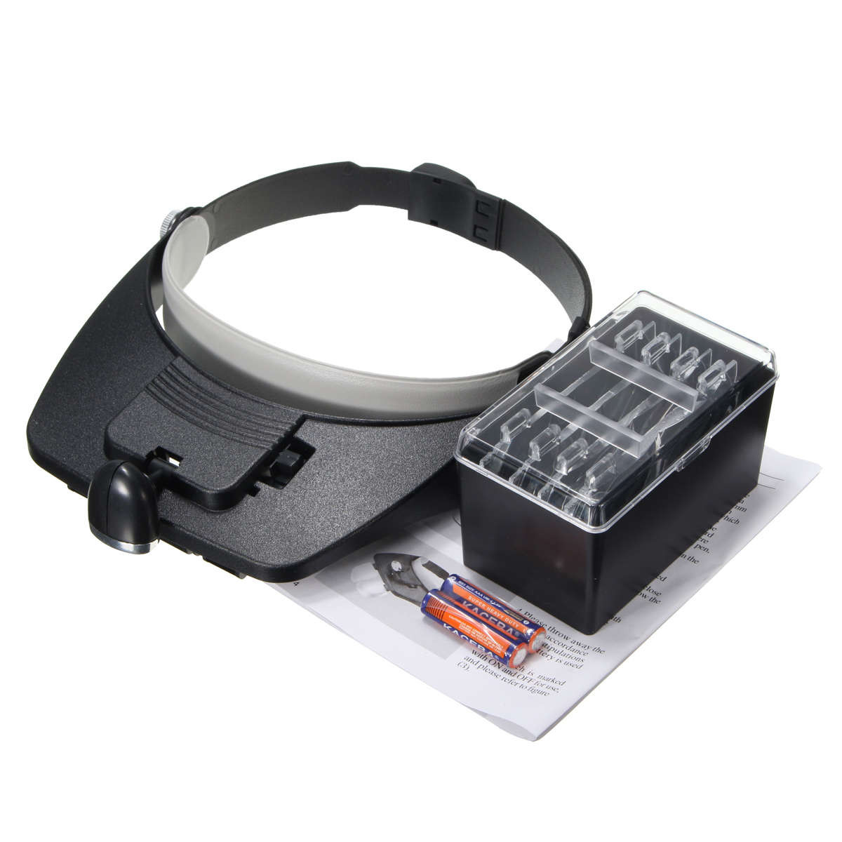 1.2X 1.8X 2.5X 3.5X Plastic Acrylic Lens Headmounted Headset LED Light 4pcs Magnification Glasses