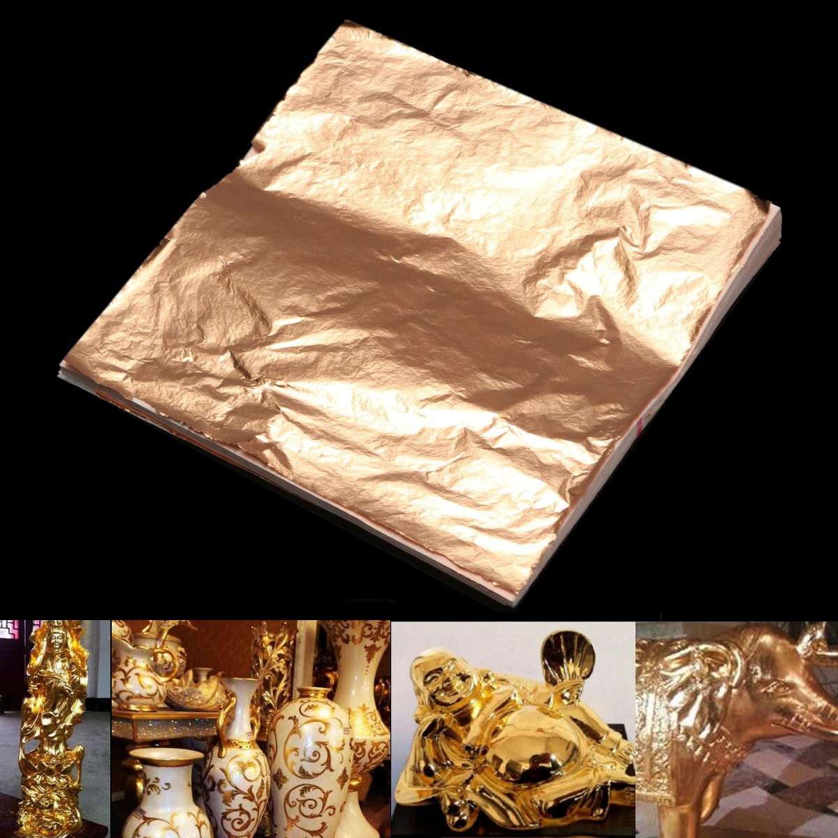100 pcs sheets Imitation Copper Leaf Foil Paper Gilding Art Craft 14x14cm