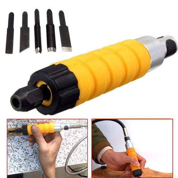 Drillpro Woodworking Carving Chisel Carving Machine Tool with 5 Carving Blades