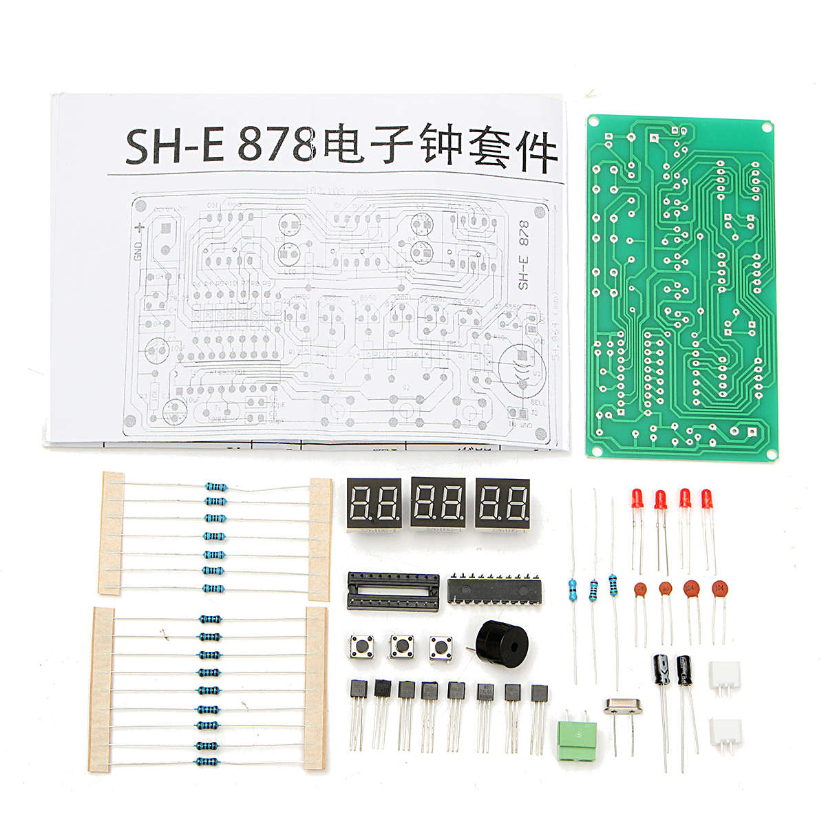 5V-12V AT89C2051 Multifunction Six Digital LED DIY Electronic Clock Kit