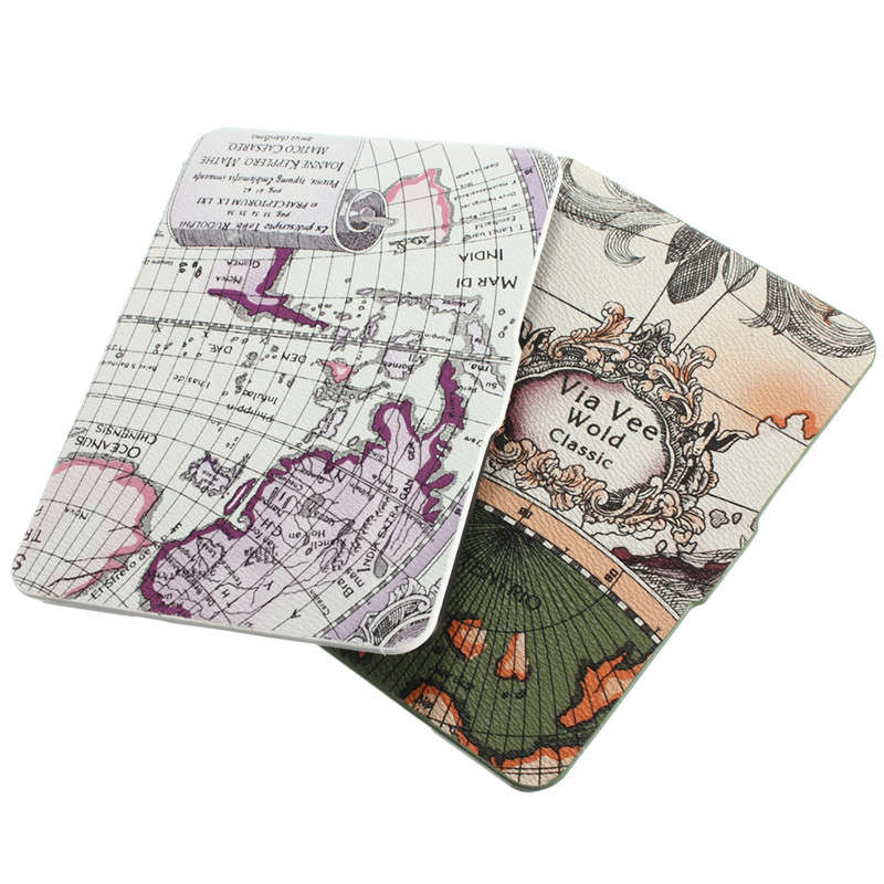 Retro World Map Pattens PU Leather Case Cover Skin For Amazon Kindle Paperwhite