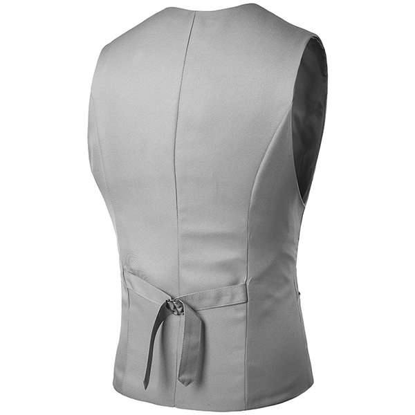 Mens Slim Fit Solid Color Single-breasted Buttons Waistcoat Fashion Business Casual Vest