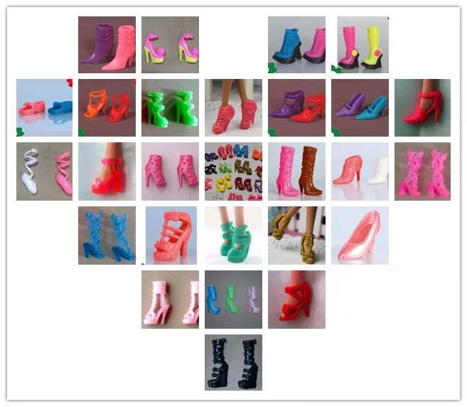 40 Pairs Different High Heel Shoes Boots Accessories For Barbie Doll
