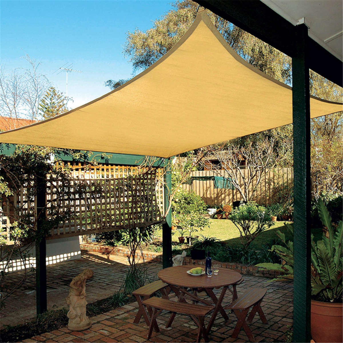 2.5x2.5M Top Sun Shade Sail Shelter Outdoor Garden Patio Car Cover Awning Canopy