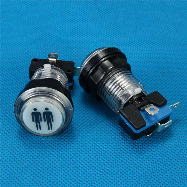 2Pcs LED Illuminated 1P & 2P Start Player Buttons DIY Kit For Arcade Game