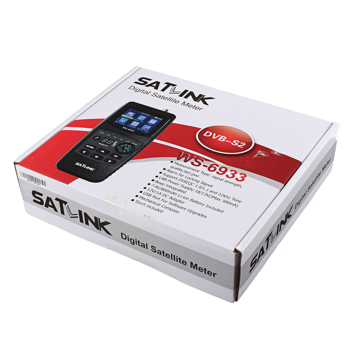 Satlink WS-6933 DVB-S2 FTA Digital Satellite Finder Meter LCD Flashlight