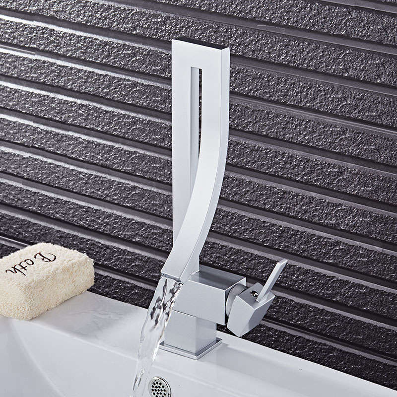 KCASA Creative Orange White Color Single Handle Waterfall Brass Basin Faucet Tap Hot and Cold Bathro