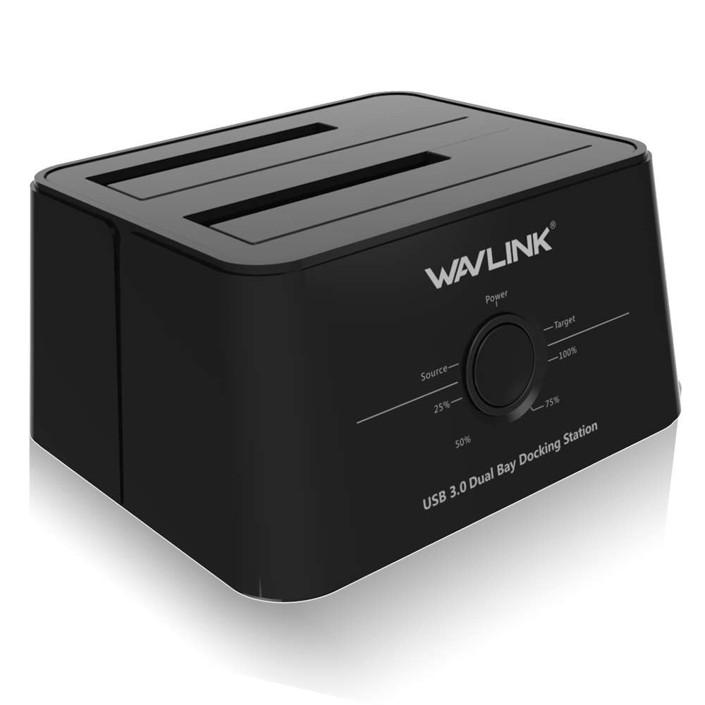 WAVLINK 5Gbps USB 3.0 to SATA Dual-Bay 2.5 3.5 Inch HDD SSD Enclosure Hard Drive Docking Station