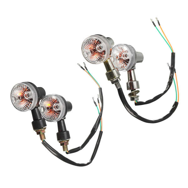 2X Universal Mini Retro Motorcycle Front Turn Signals Lights Indicators Abmer