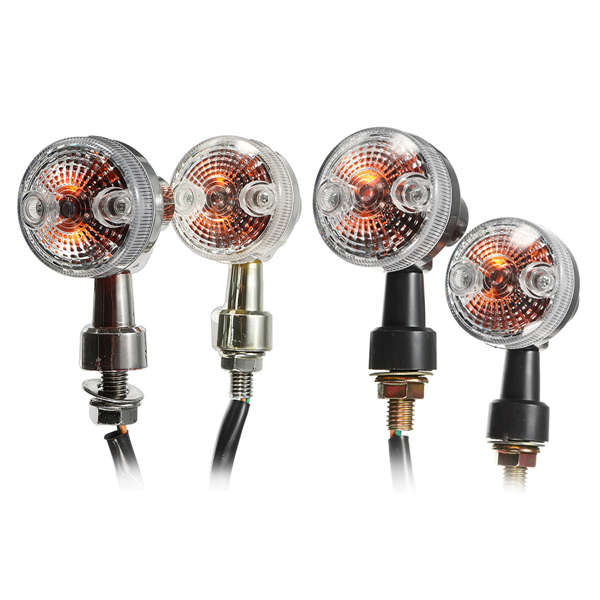 2X Universal Mini Retro Motorcycle Front Turn Signals Lights Indicators Abmer