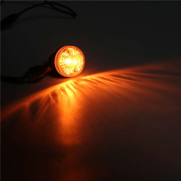2X Universal Mini Retro Motorcycle Front Turn Signals Lights Indicators Abmer