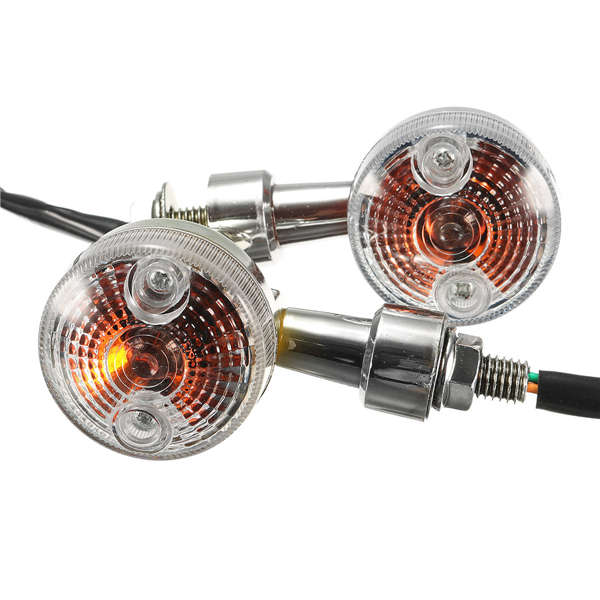 2X Universal Mini Retro Motorcycle Front Turn Signals Lights Indicators Abmer