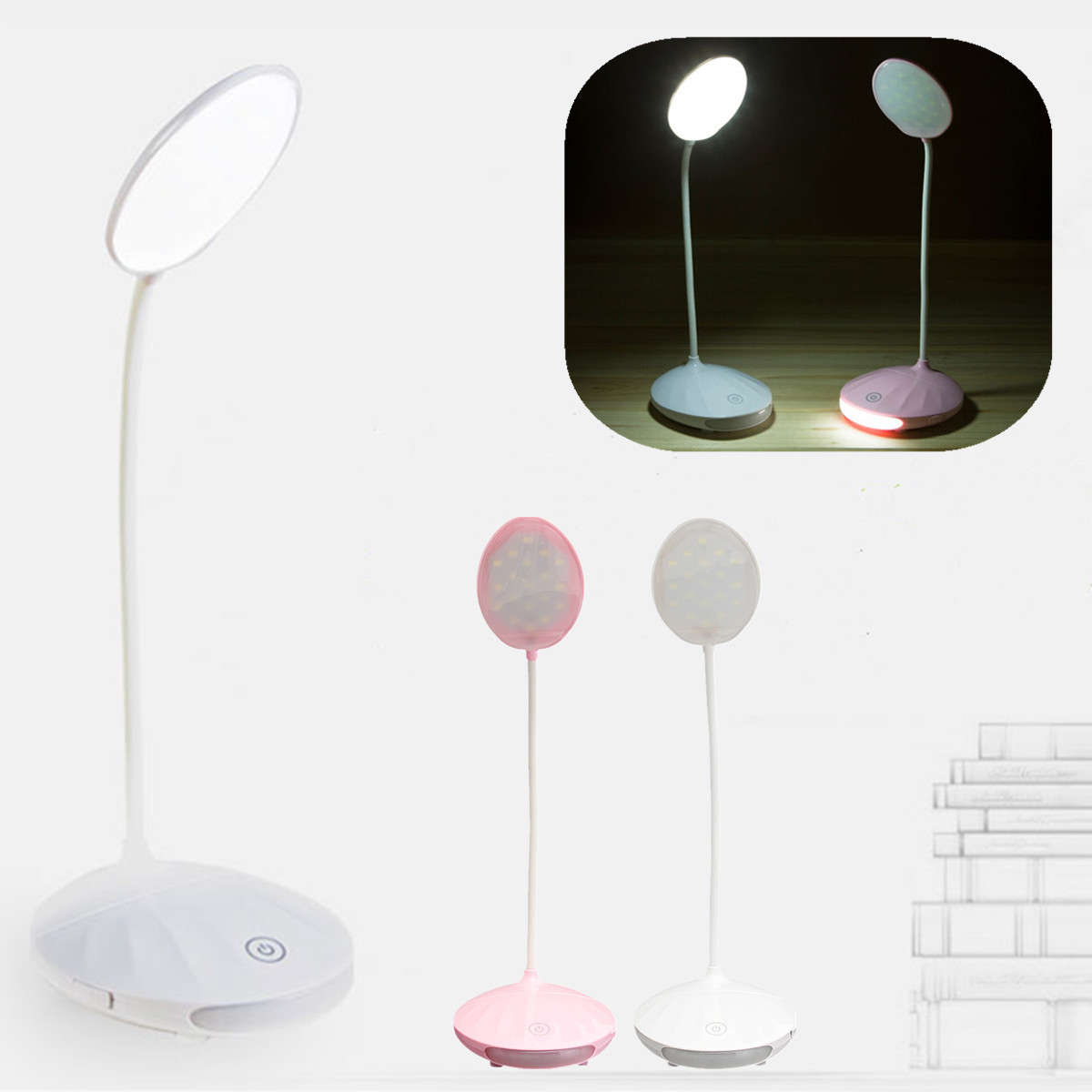 Adjustable Rechargeable Dimmable Touch Sensor LED Reading Night Table Light Desk Lamp