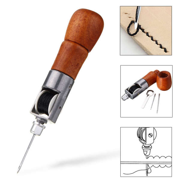 Leather Craft Automatic Lock Stitching Sewing Awl Set With 2 Needle