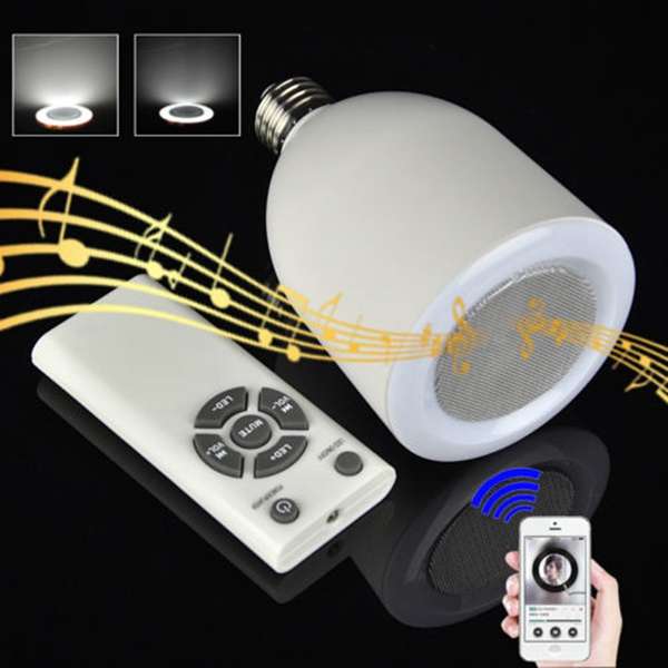E27 9W Wireless Bluetooth Control Smart Music Audio Speaker LED White Light Bulb AC100-240V