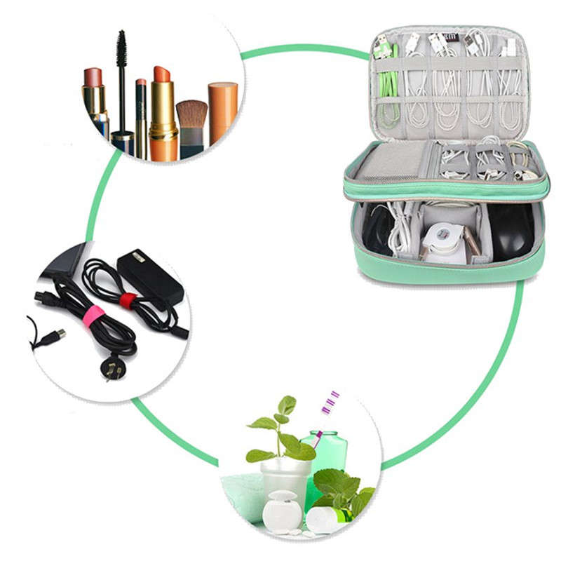 BUBM DPS-P Double Layers Adjustable Waterproof Accessory Earphone Cable Organizer Tablet Storage Bag