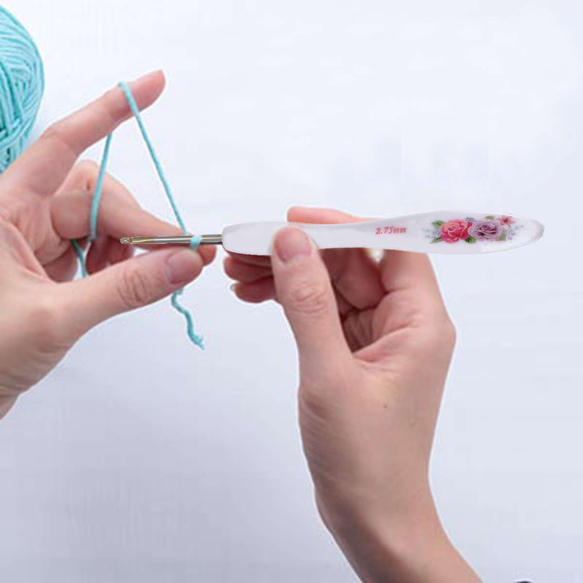 8pcs 1mm-2.75mm Soft Handle Crochet Hooks Aluminium Flowers Crochet Hooks Knitting Needles Set