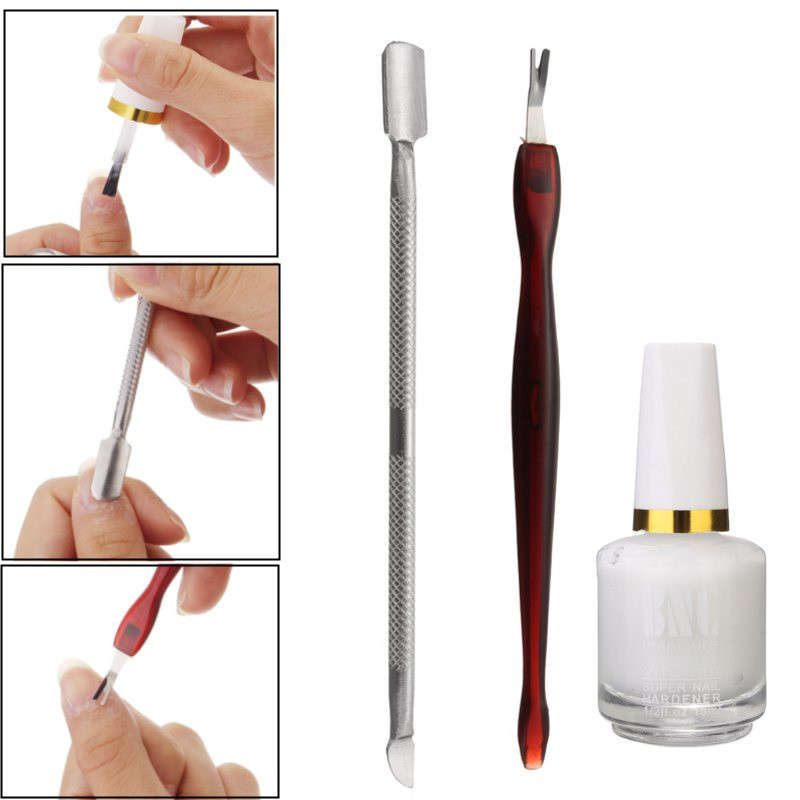 3pcs Nail Cleaner Set Pusher Cuticle Dead Skin Remover Fork Softener Glue Manicure Tools Set