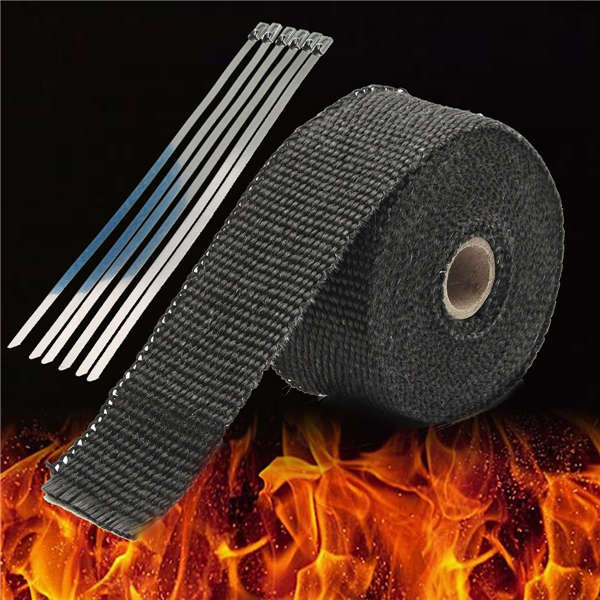 5M Black High Heat Insulation Fiberglass Wrap Exhaust Header Pipe Tape