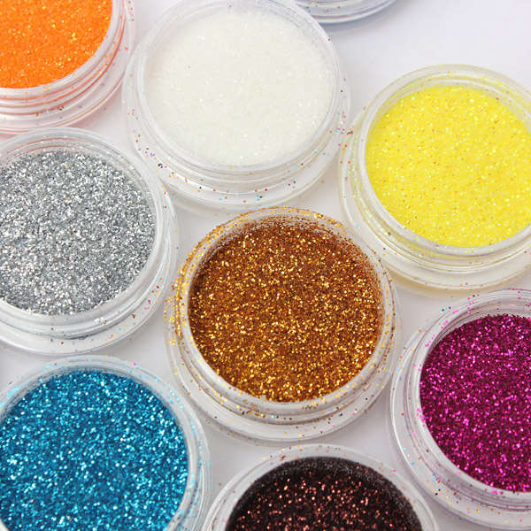 12 Colors Acrylic Nail Art Tips Glitter Powder Dust
